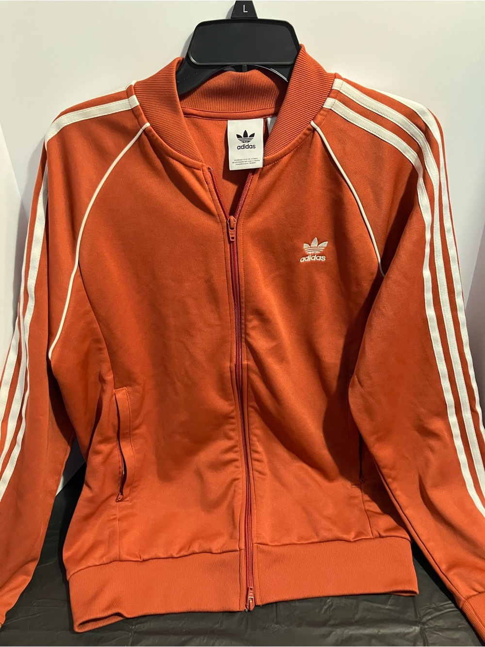 adidas Orange Track Jacket with White Stripes